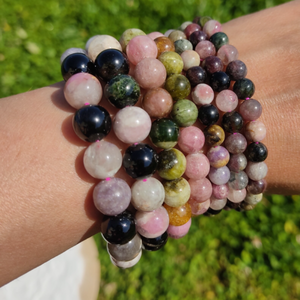 Bracelet Perles Tourmaline Multicolore